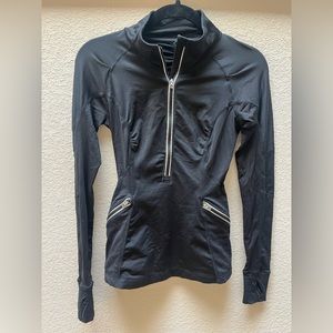 Lululemon black 1/2 zip long sleeve top.  Thumb holes. Size 4.